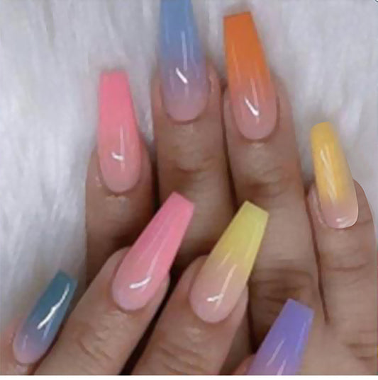 Long Ballet Fake Nails – Flat & Pointed Water Drop Design Press-On Tips for DIY & Salon Manicure