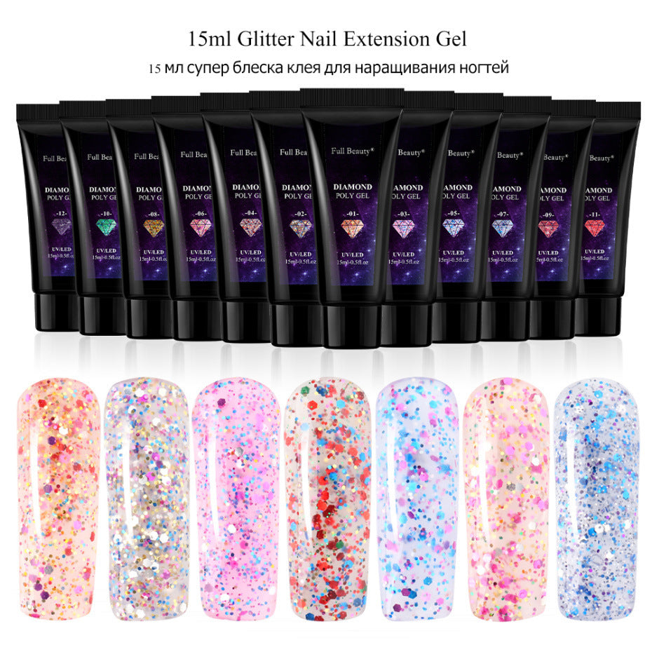Glitter Crystal Nail Extension Glue – Strong Adhesive Gel for DIY & Salon Nail Art