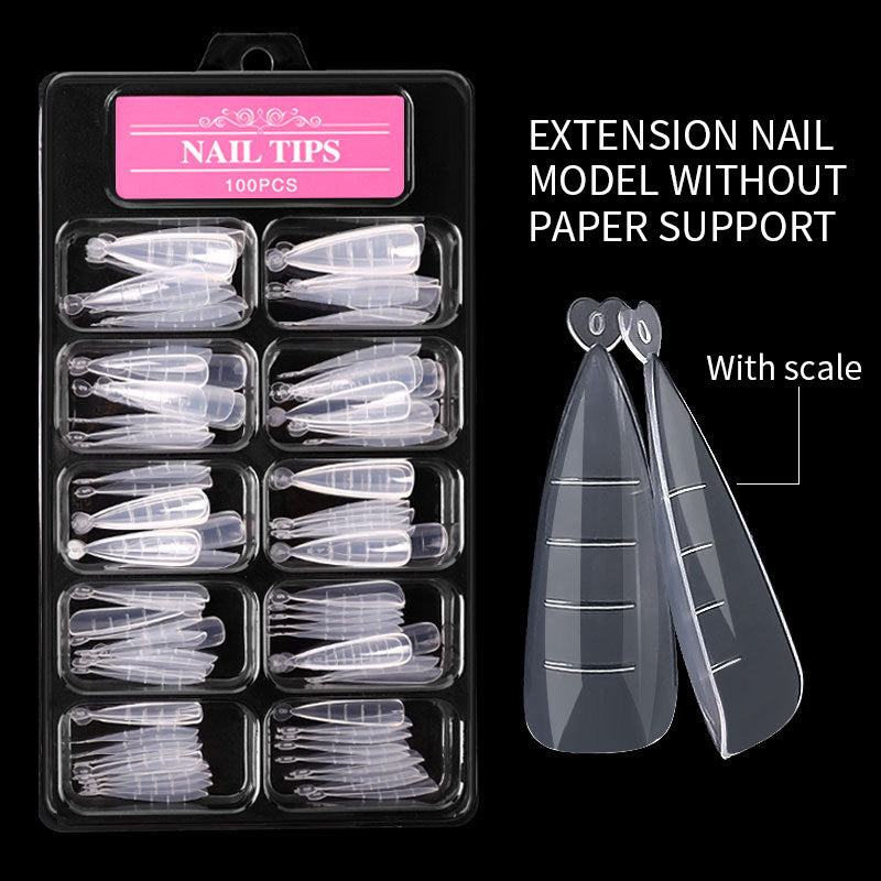 100 Pcs Ultra-Thin Nail Art Sheets – Non-Marking Water Drop, Ballet, Coffin & Trapezoid Shaped Tips with Scale