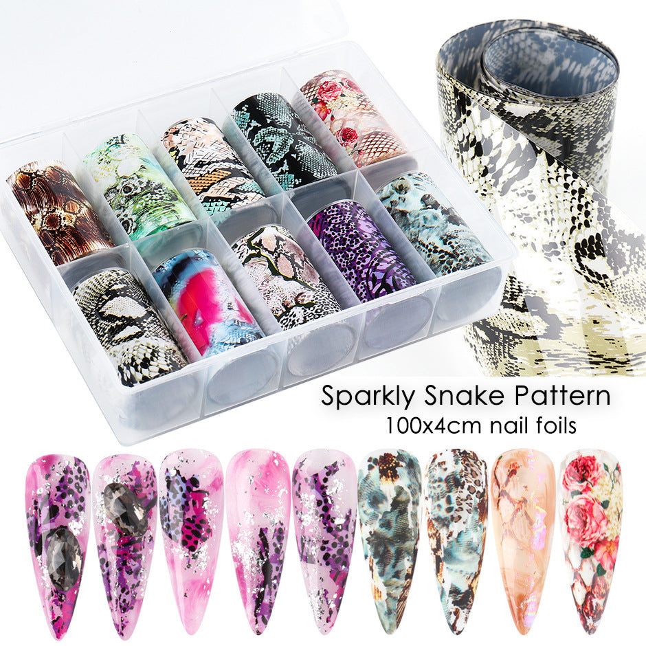 Snake Skin & Animal Print Nail Transfer Foil – Laser Paper Stickers for DIY & Salon Nail Art