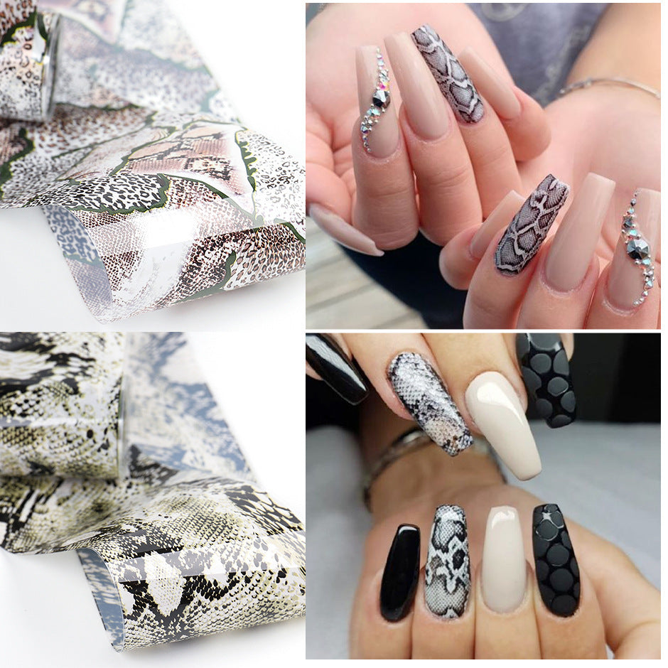 Snake Skin & Animal Print Nail Transfer Foil – Laser Paper Stickers for DIY & Salon Nail Art