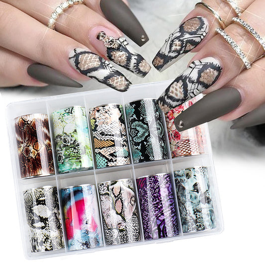 Snake Skin & Animal Print Nail Transfer Foil – Laser Paper Stickers for DIY & Salon Nail Art