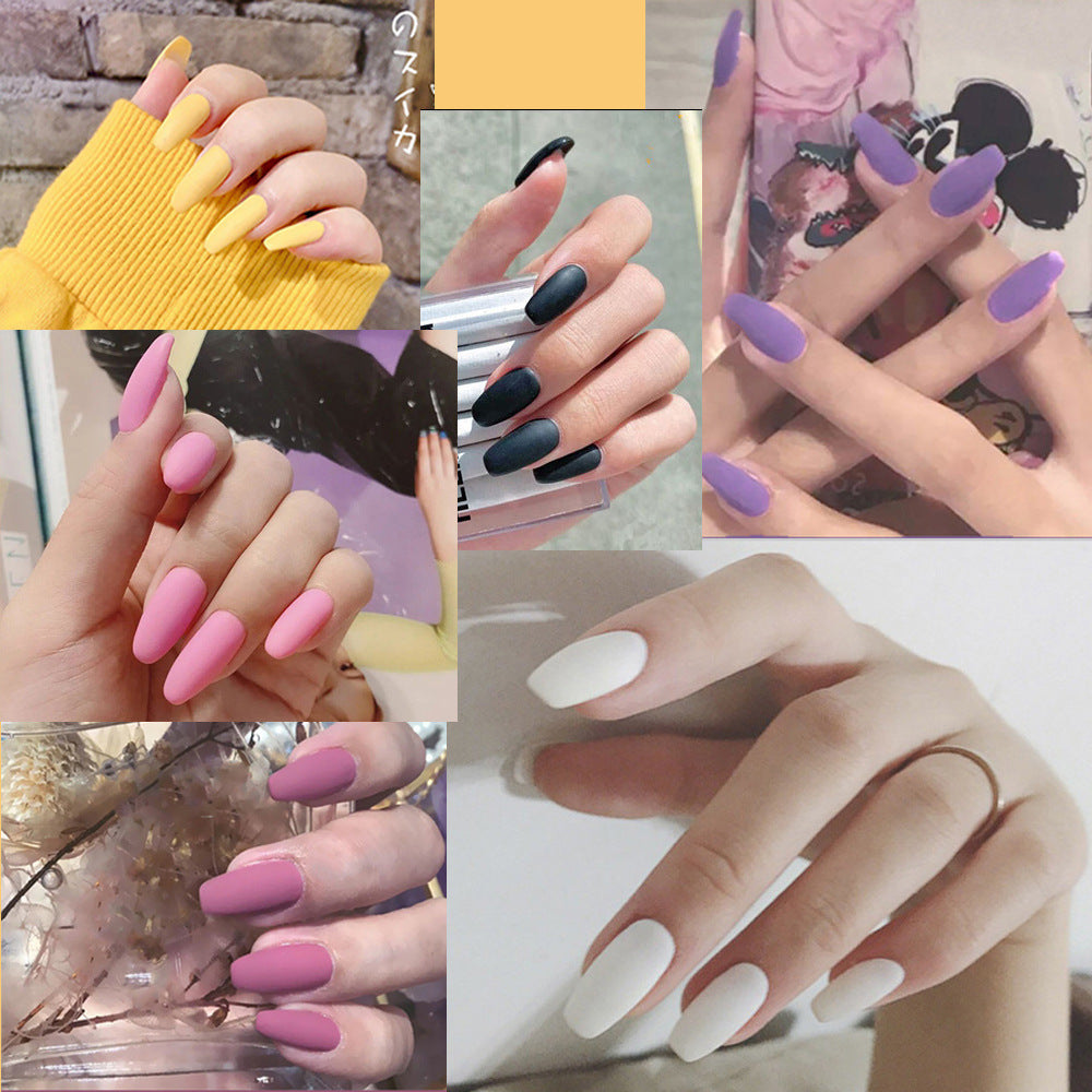 Autumn & Winter Frosted Ballet Fake Nails – Waterproof Press-On Tips with Stylish Personality Design
