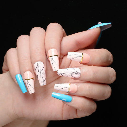 Ballet Coffin Fake Nails – Long Press-On Acrylic Nail Tips for Salon & DIY Manicure