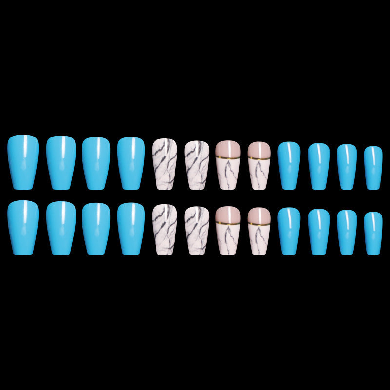 Ballet Coffin Fake Nails – Long Press-On Acrylic Nail Tips for Salon & DIY Manicure
