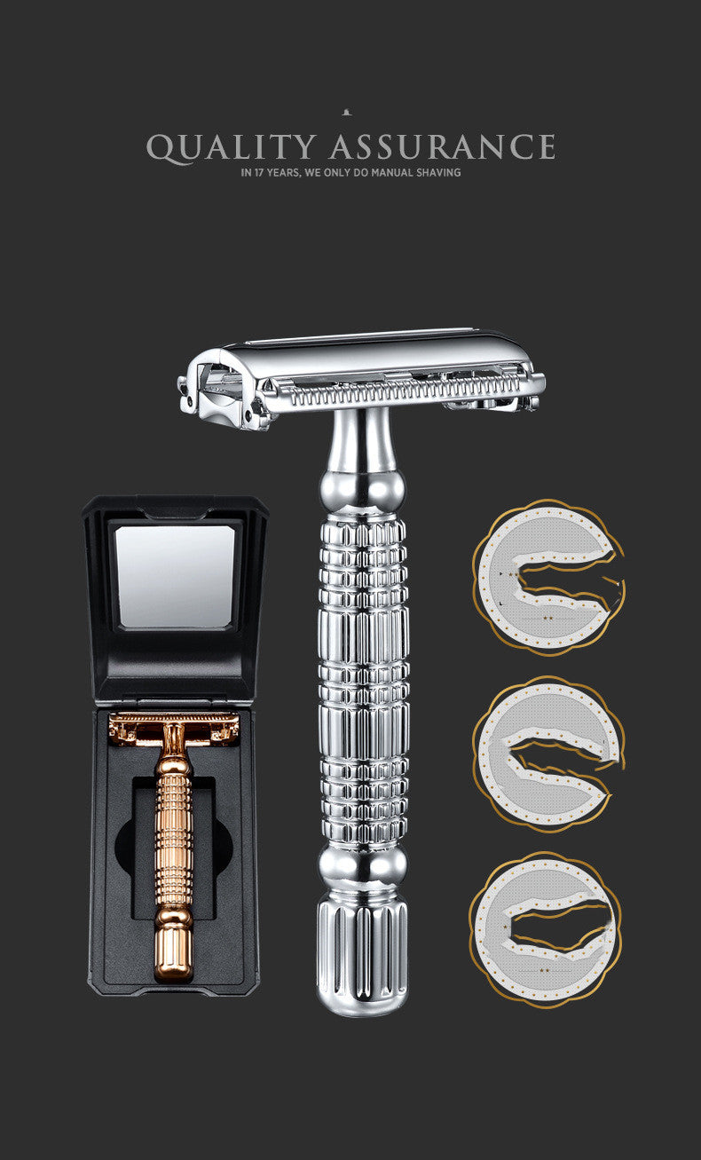 Men’s Manual Safety Razor – Classic Double-Edge Beard Shaver with Razor Holder