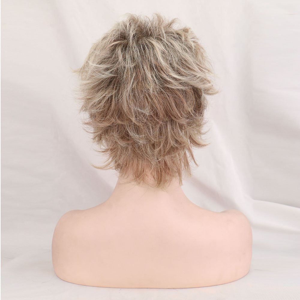 Golden Brown Melange Short Wig – Natural-Look Short Hair for Women