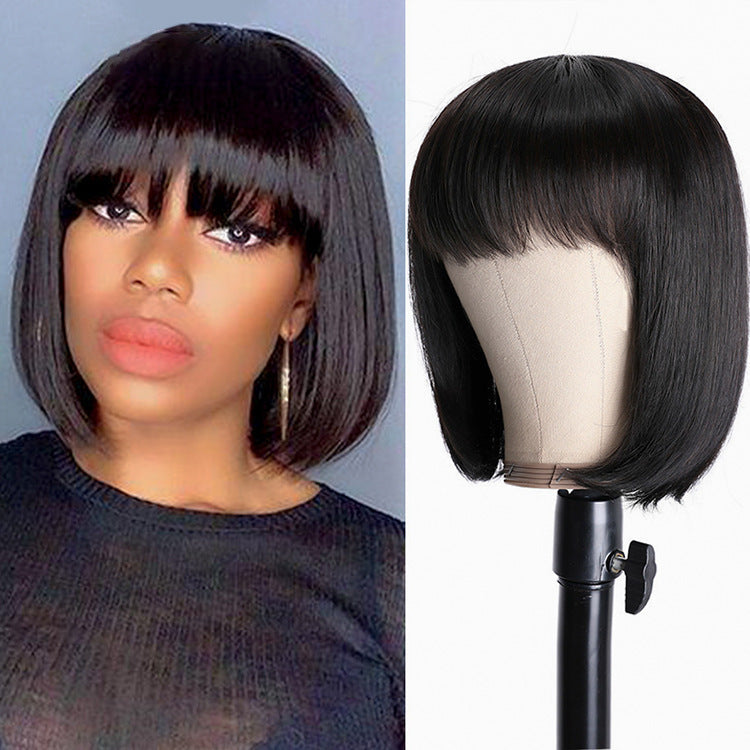 UNice Full Machine Human Hair Wig – Natural Black Glueless Wig for Black Women