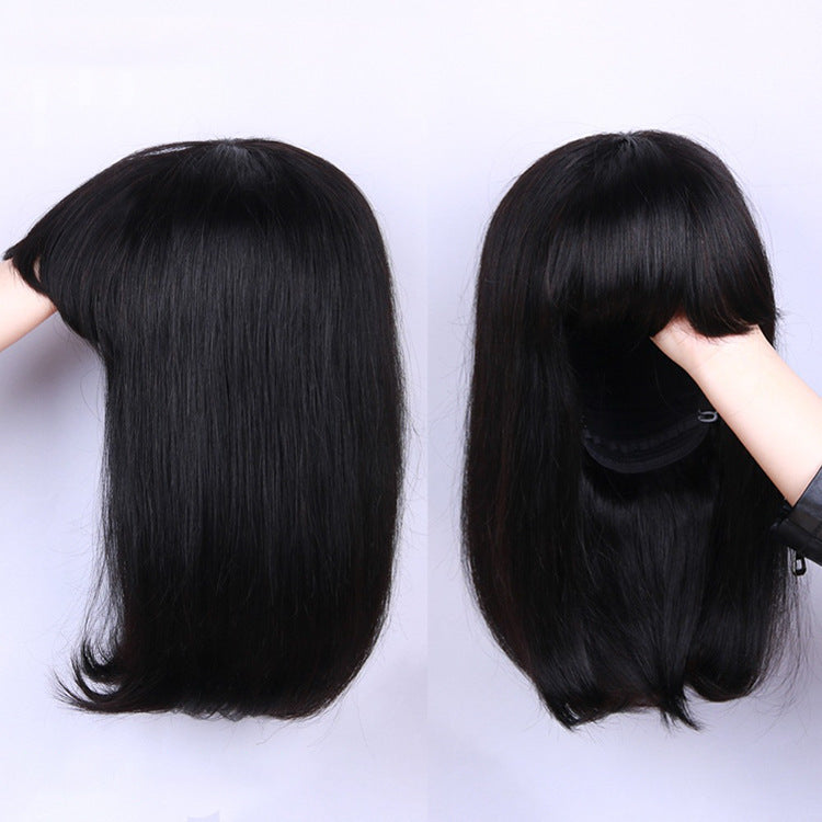 UNice Full Machine Human Hair Wig – Natural Black Glueless Wig for Black Women
