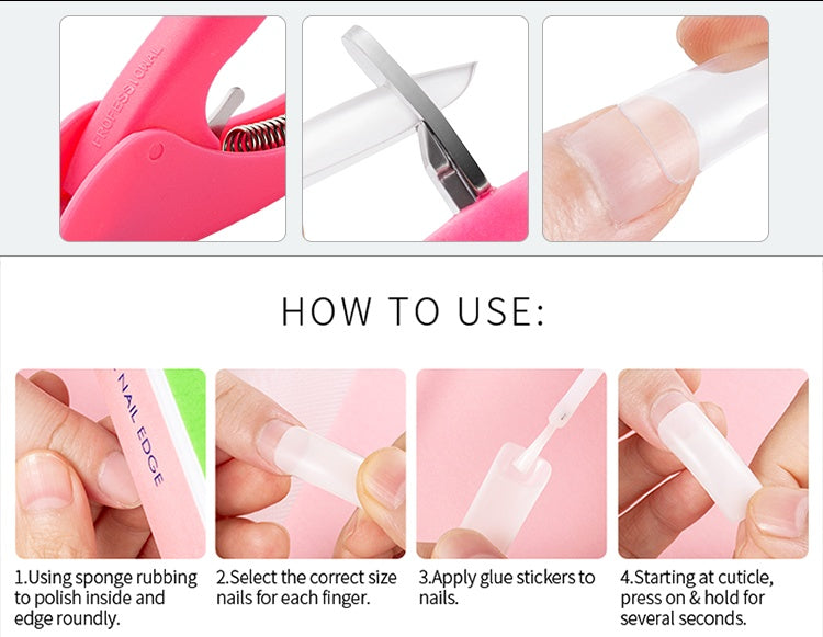 500 Pcs French Fake Nails – Full Cover Acrylic Nail Tips for DIY Manicure & Nail Art