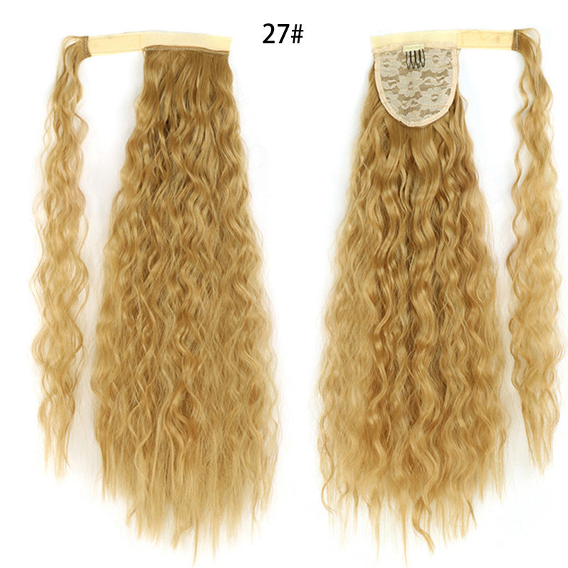 Water Wave Ponytail Wig – Velcro Wrap Synthetic High-Temperature Fiber