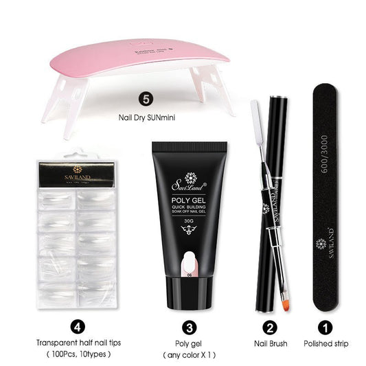 Quick Crystal Nail Extension Gel Set – Easy Builder Gel Kit for DIY & Salon Manicure