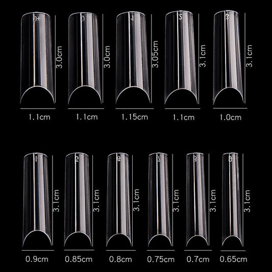 French Long Fake Nails – Classic Press-On Acrylic Tips for Salon & DIY Manicure