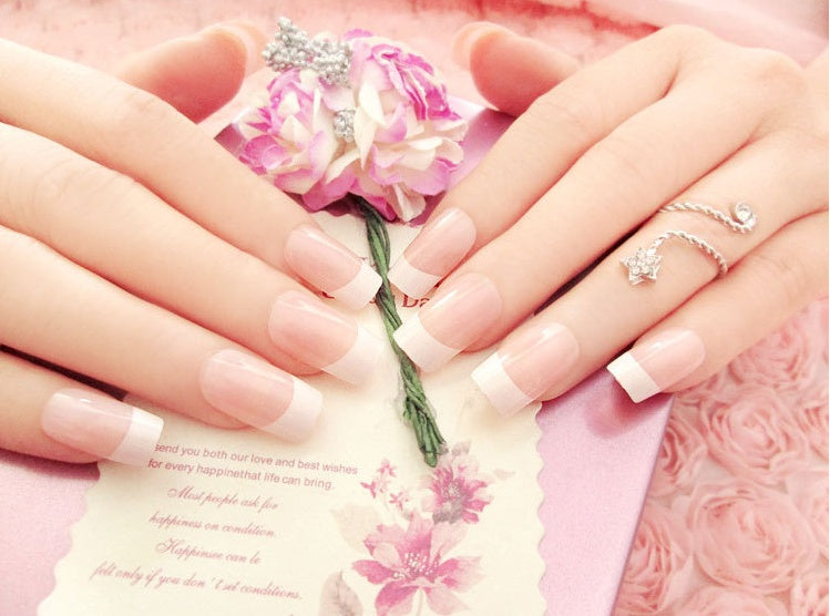 Finished French Long Fake Nails – Ready-to-Wear Press-On Tips for DIY & Salon Manicure