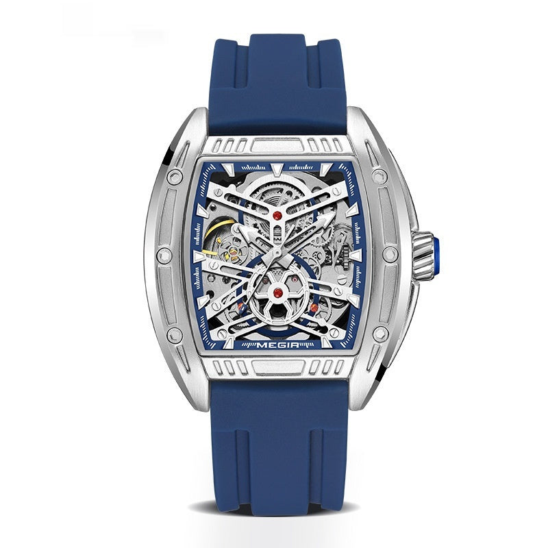 Men’s Wine Barrel Mechanical Watch with Silicone Strap – HZ Mobile