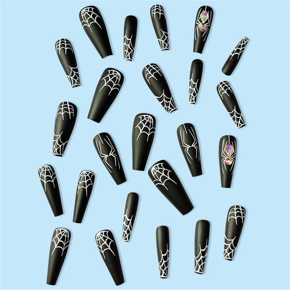 Dark Spider Halloween Fake Nails – Sweet & Cool Press-On Armor Tips for DIY & Party Manicure