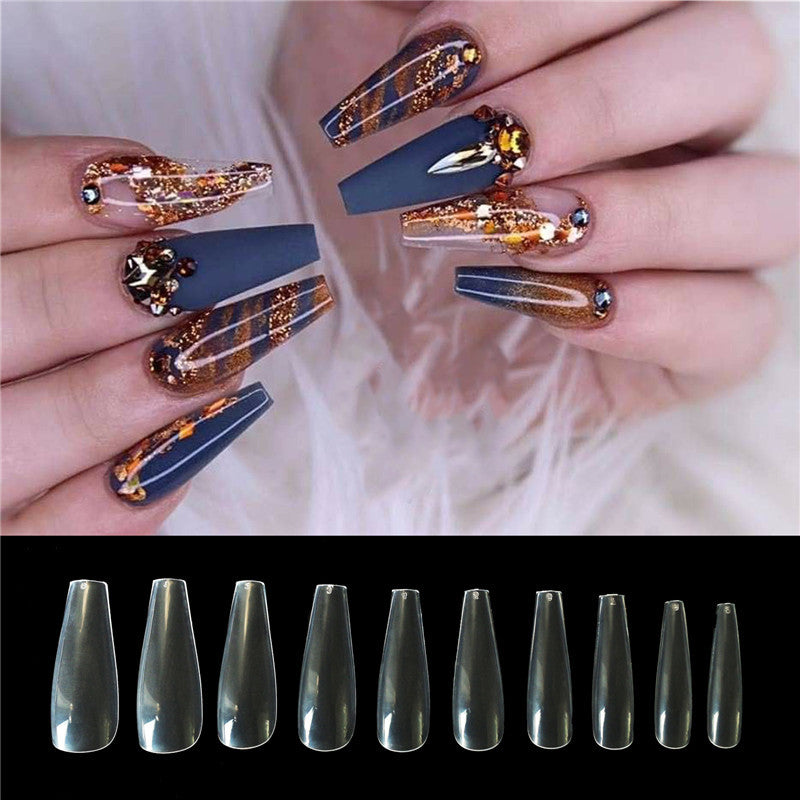 500 Pcs Transparent Natural Ballet Fake Nails – Full Cover Acrylic Nail Tips for DIY & Salon Use