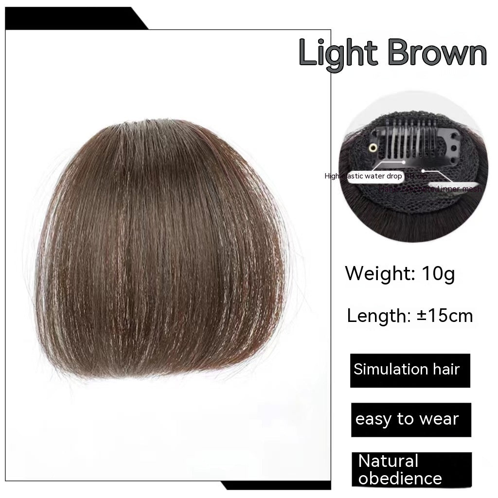 Natural Straight Bangs Hairpiece – Seamless Invisible Clip-In Fringe Wig