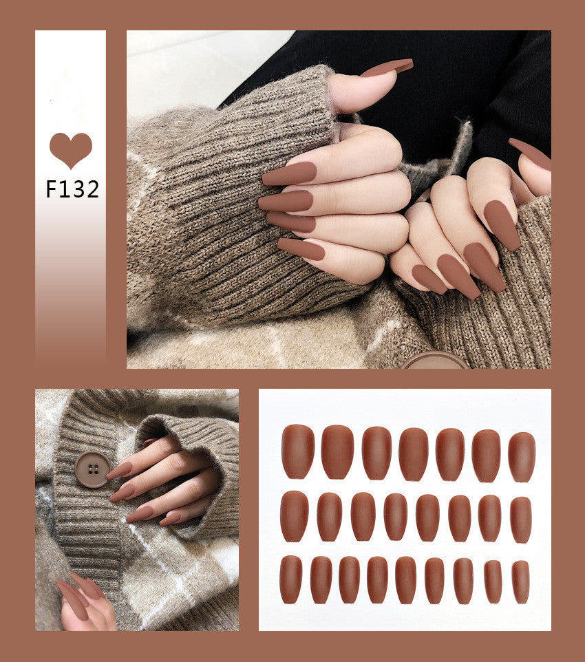 Nail Art Scrub Ballet Fake Nails – Matte Textured Press-On Tips for DIY & Salon Manicure