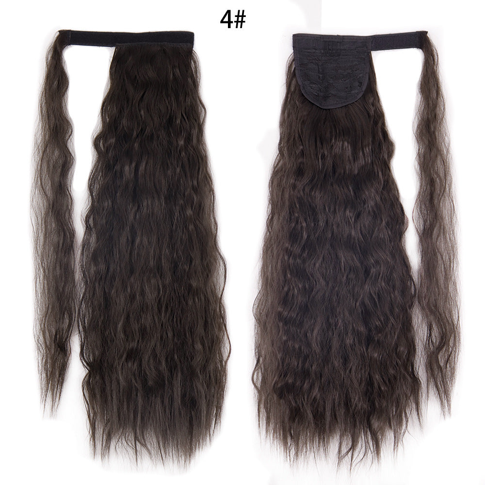 Water Wave Ponytail Wig – Velcro Wrap Synthetic High-Temperature Fiber