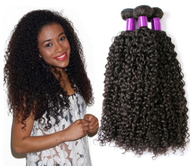 Brazilian Virgin Human Hair – Kinky Curly Wig & Hair Extensions, Natural Black Weave Bundles