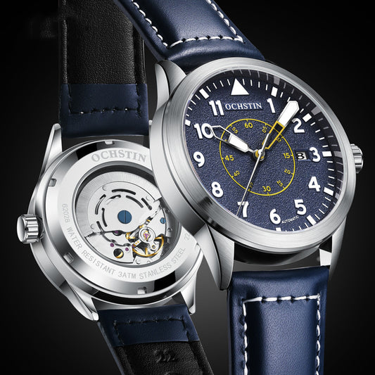 Metal Automatic Mechanical Leather Waterproof Men’s Luminous Watch – HZ Mobile