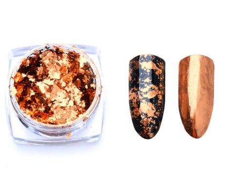 Aluminio Nail Flakes – Irregular Mirror Magic Glitter Pigment in Gold, Silver & Red for Nail Art Decoration
