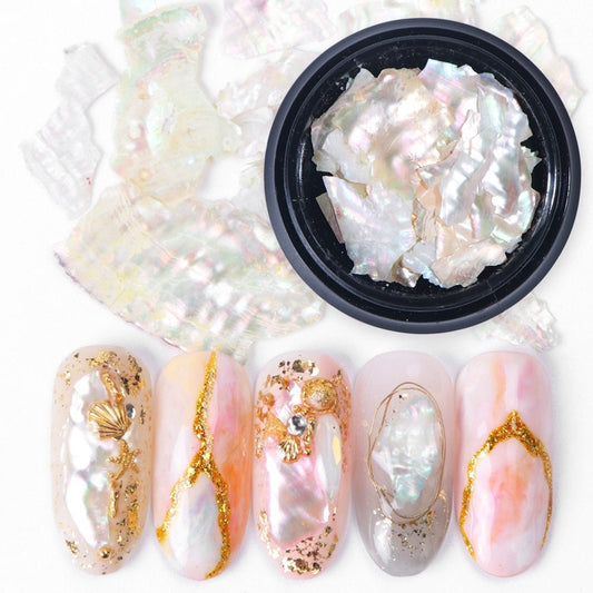 Nail Shell Ornaments – Iridescent Crushed Shell Flakes for DIY Acrylic & Gel Nail Art