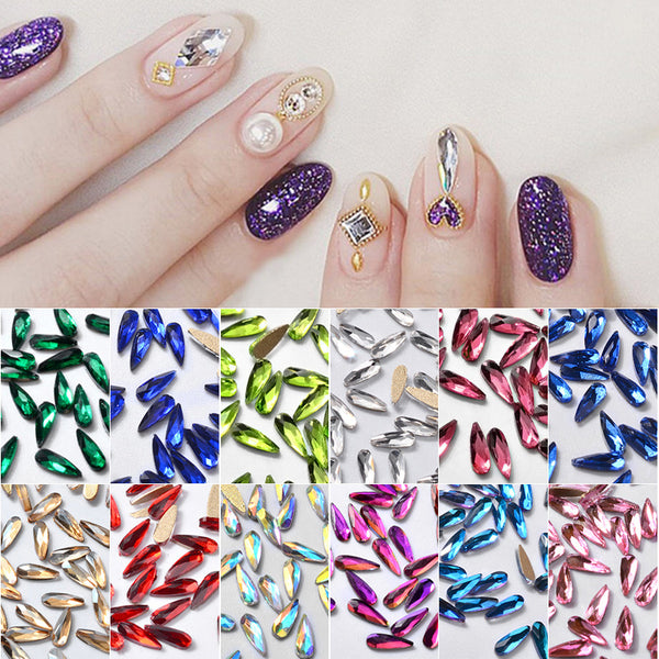10 Pcs 3D Water Drop Rhinestones – Glitter Nail Art Decorations for DIY & Professional Manicure