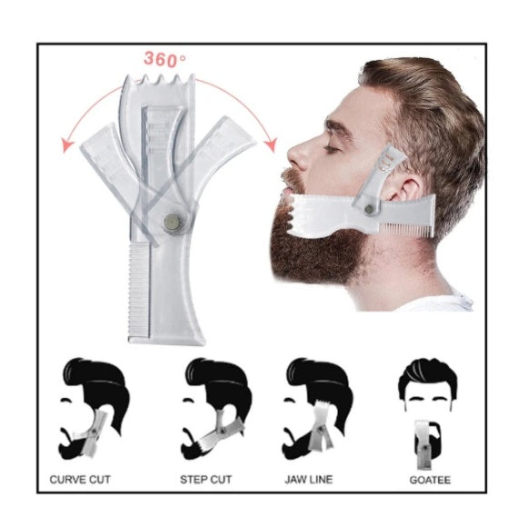 Multifunctional Beard Shaping Comb – Men’s Styling Template with Manual Rotating Edge