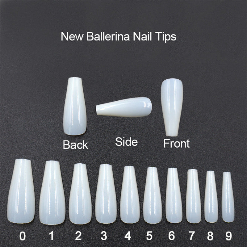 500 Pcs Transparent Natural Ballet Fake Nails – Full Cover Acrylic Nail Tips for DIY & Salon Use