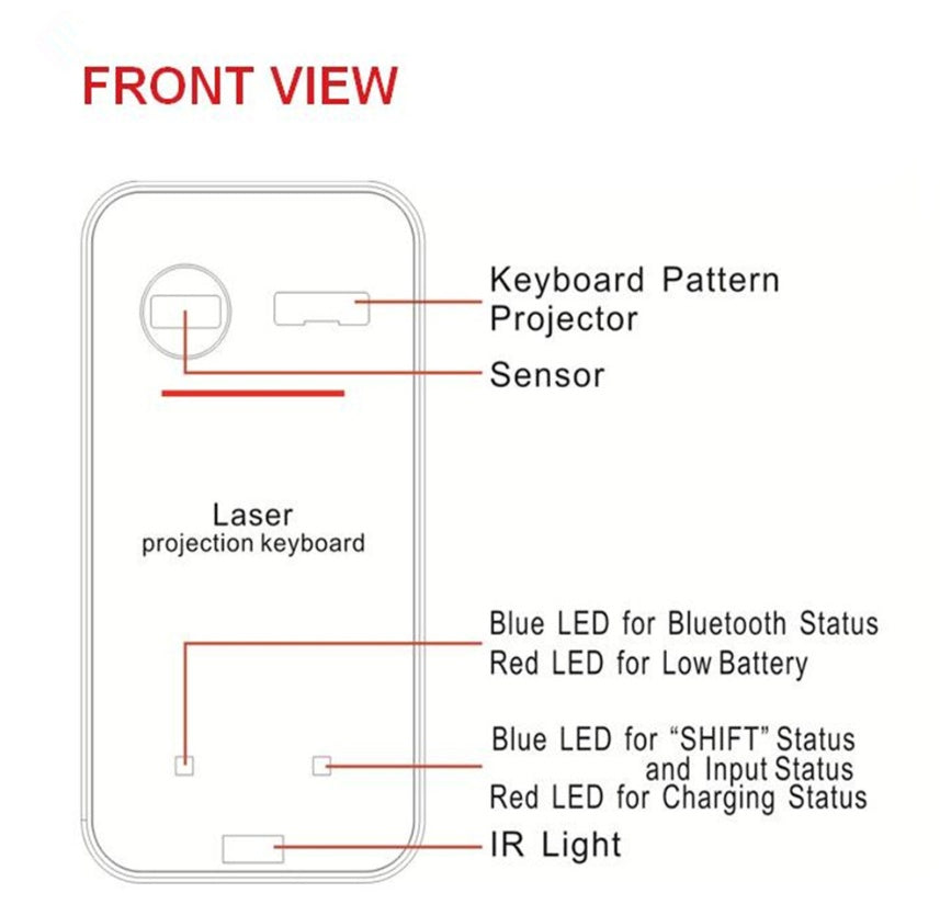 LEING FST Clavier laser virtuel Bluetooth sans fil pour projecteur, clavier de téléphone pour ordinateur portable avec fonction souris
