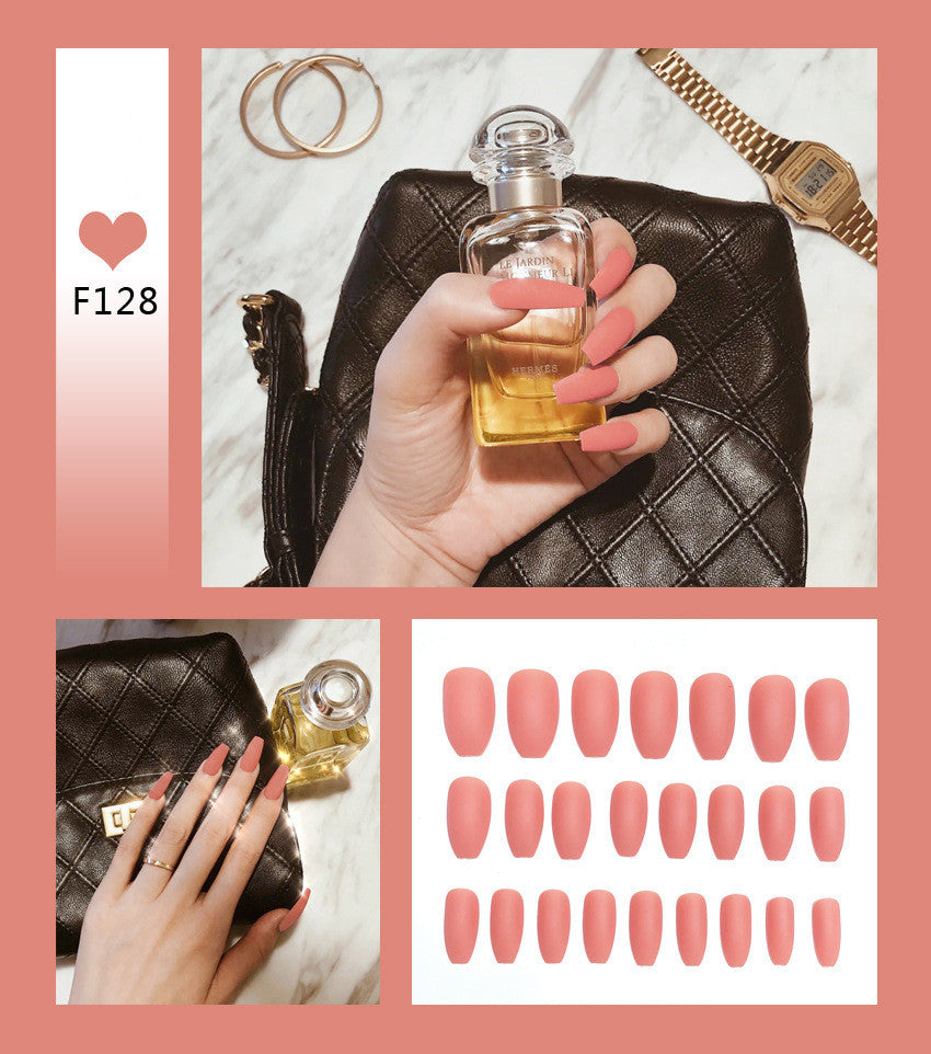 Nail Art Scrub Ballet Fake Nails – Matte Textured Press-On Tips for DIY & Salon Manicure