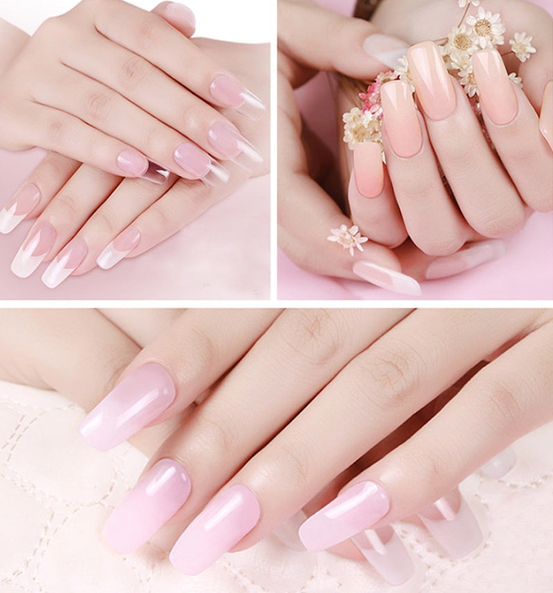 100 Pcs Crystal Transparent False Nails with Solid-State Extension Glue – Easy DIY Nail Extensions