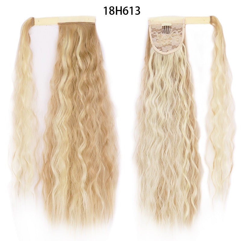 Water Wave Ponytail Wig – Velcro Wrap Synthetic High-Temperature Fiber