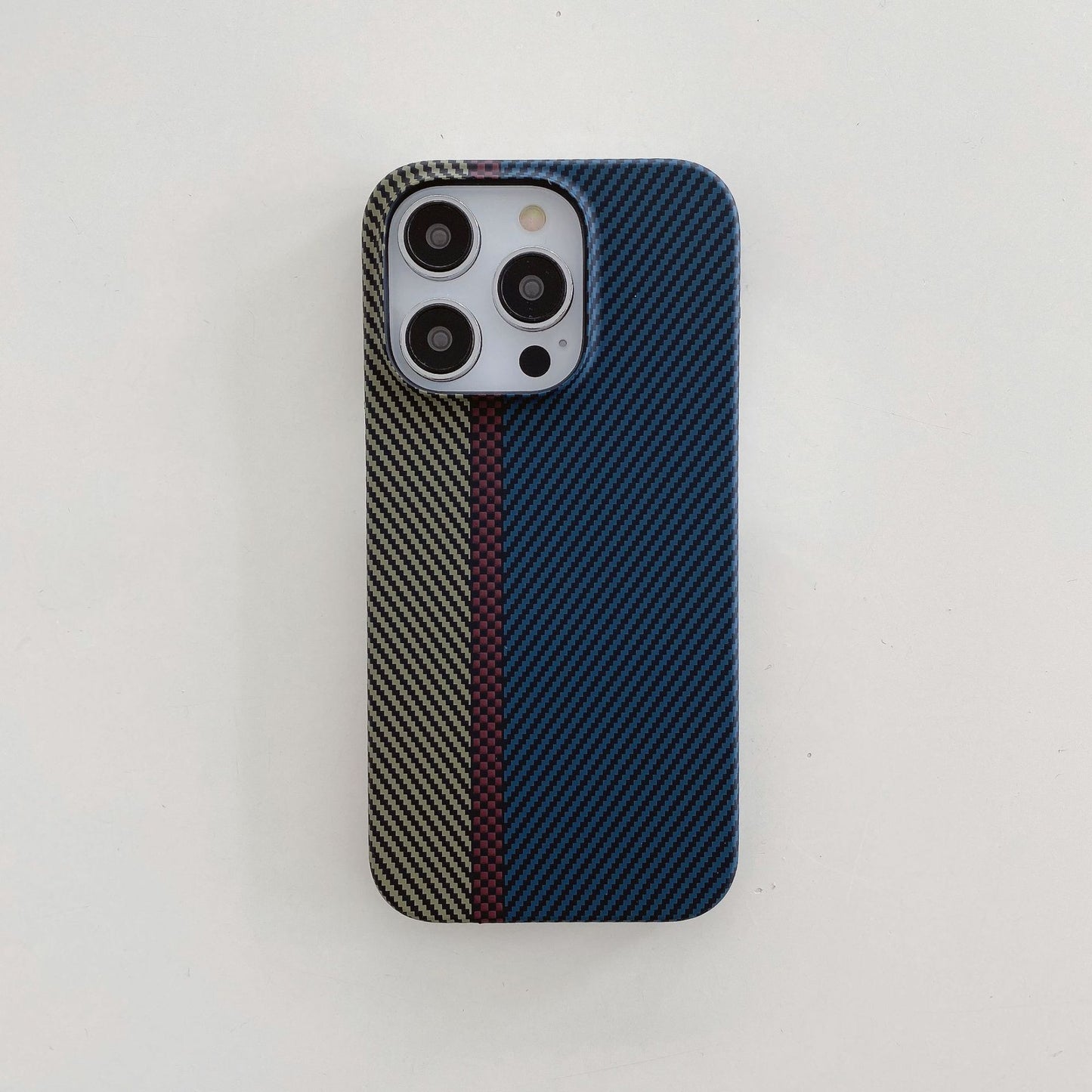 Carbon Fiber Striped iPhone Case – Hard Shell Protective Half Pack Phone Cover