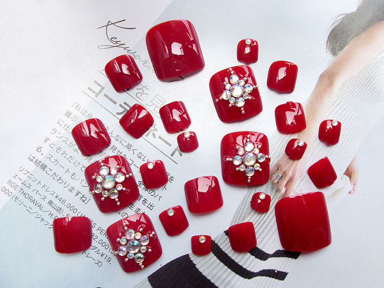 24 Pcs Professional Artificial Acrylic Toe Nails – Full Cover Press-On Toe Nail Patches