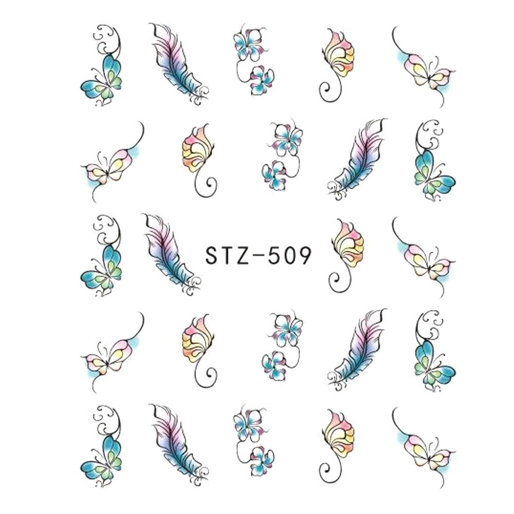 Butterfly & Flower Nail Sticker – 1pc Water Transfer Decal Slider for Nail Art & Manicure Wraps (JISTZ508)