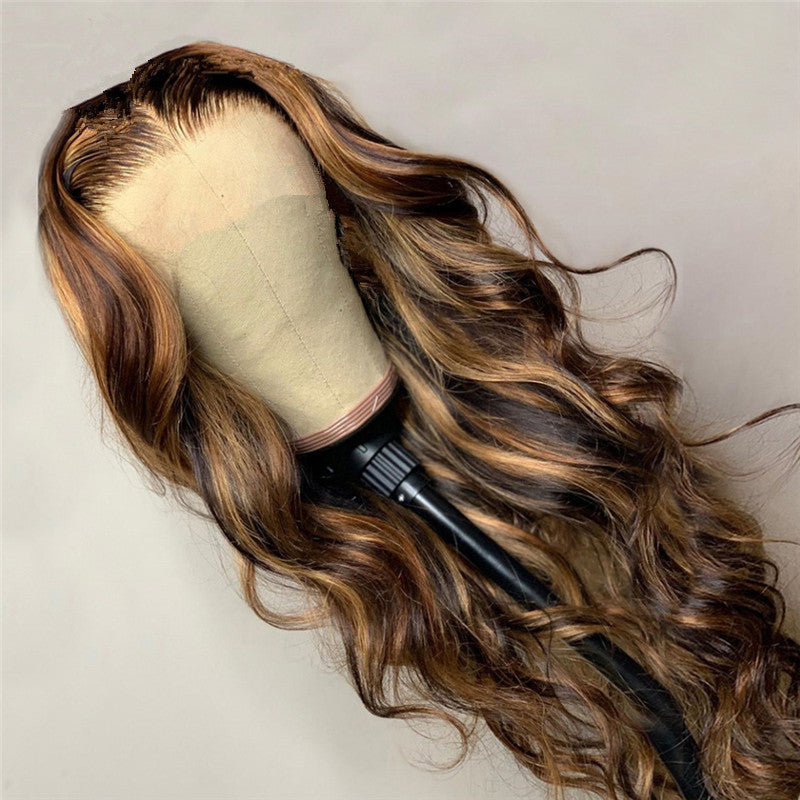 Women’s Fashion Long Curly Wig – Foreign Trade Synthetic Fiber Wigs with Rose Net Cap