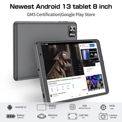 8-Inch Android 13 Tablet PC – Octa-Core Processor, 64GB Storage, Compact & Powerful