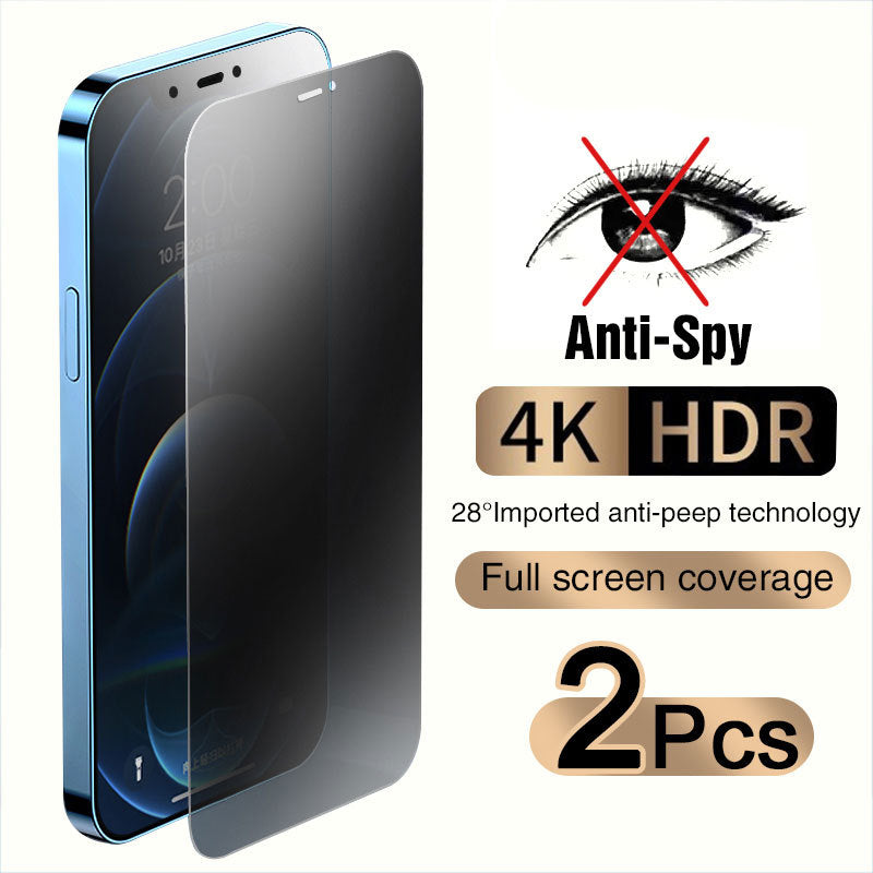 Verre trempé anti-regard pour téléphone portable, plein écran