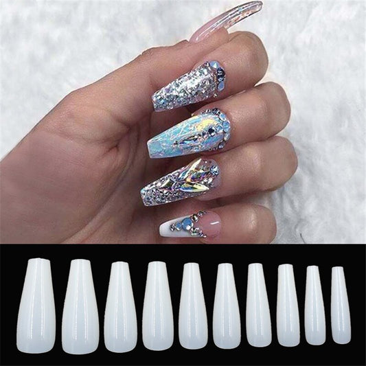 500 Pcs Transparent Natural Ballet Fake Nails – Full Cover Acrylic Nail Tips for DIY & Salon Use