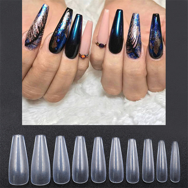 500 Pcs Transparent Natural Ballet Fake Nails – Full Cover Acrylic Nail Tips for DIY & Salon Use