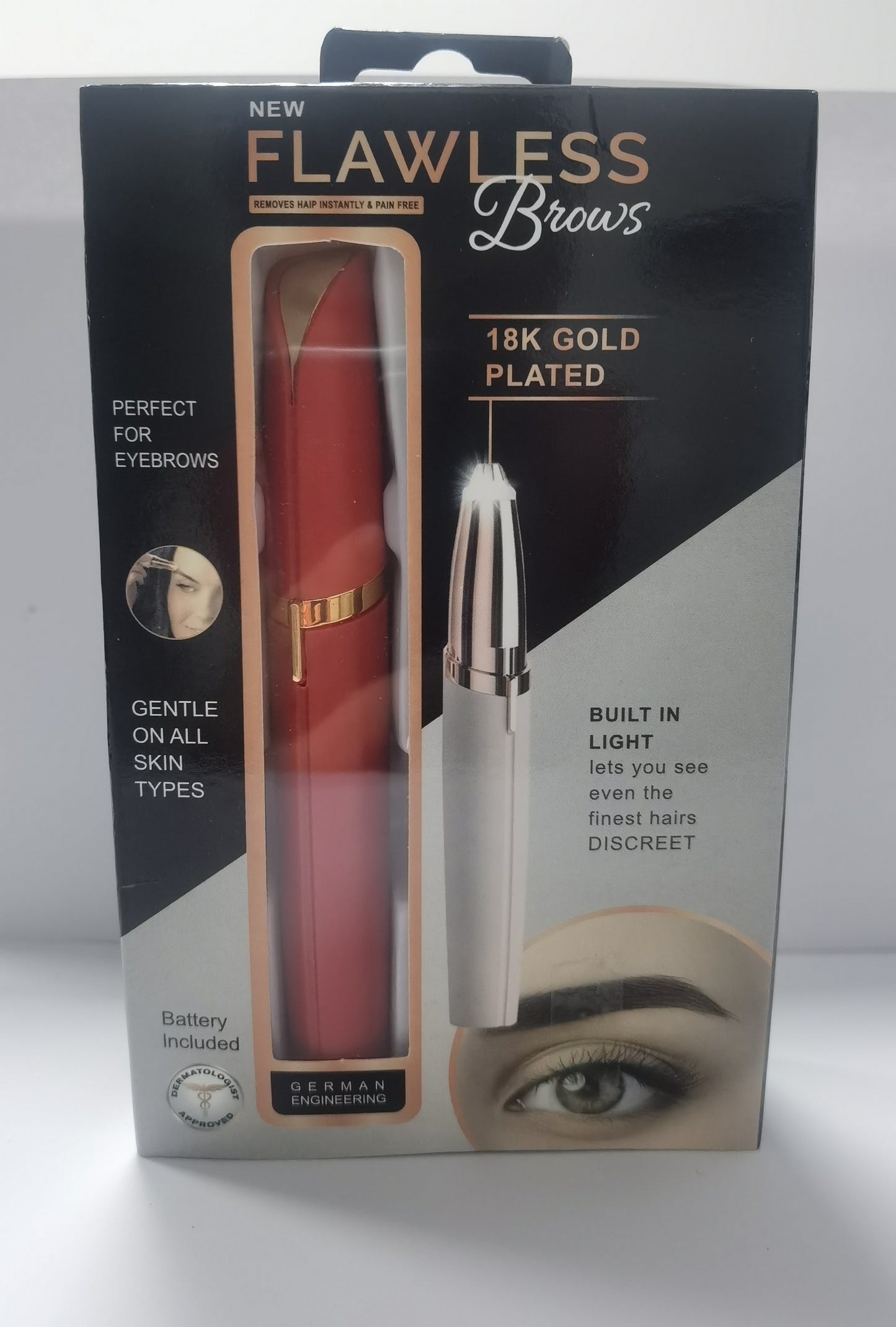 Mini Electric Eyebrow Trimmer – Painless Hair Remover with LED Light for Brows & Face