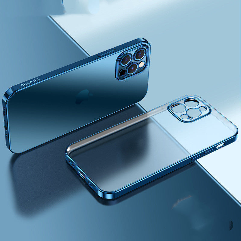 Coque de protection en silicone transparente mate avec cadre carré de luxe