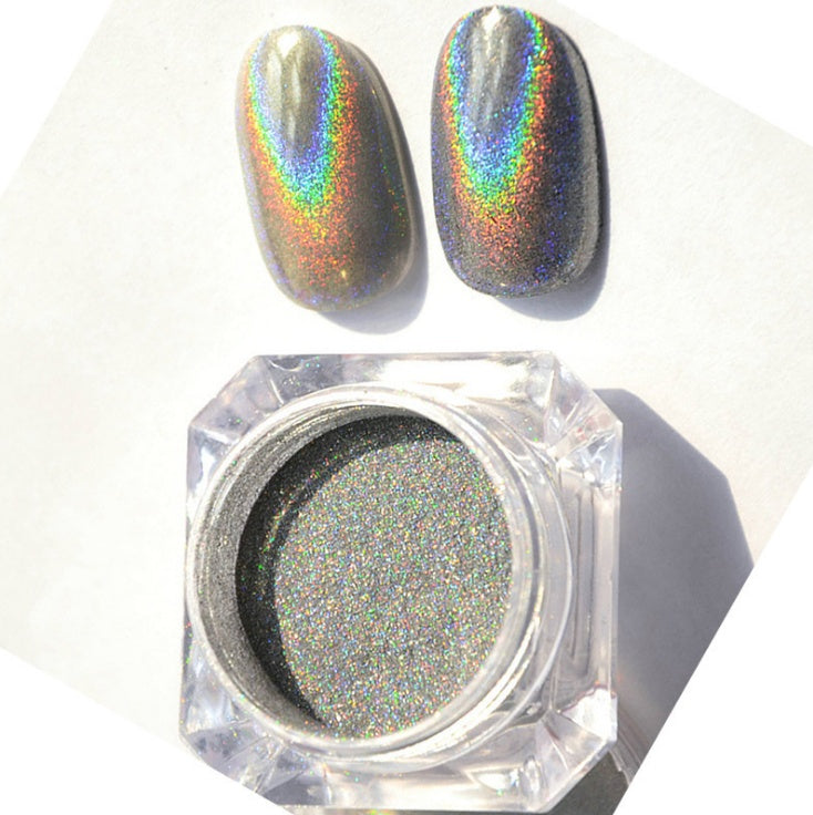 Rainbow Laser Mirror Nail Powder – Chrome Holographic Pigment for DIY & Salon Nail Art
