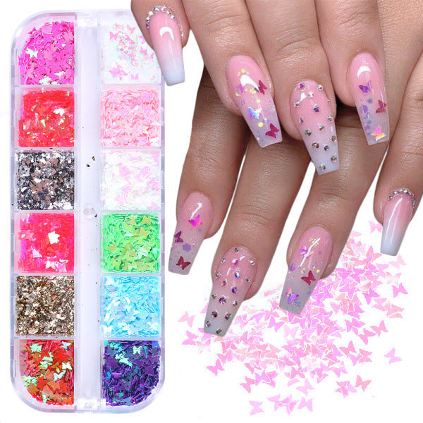 Symphony Butterfly Sequin Nail Decorations – Iridescent Glitter Flakes for DIY Acrylic & Gel Nails
