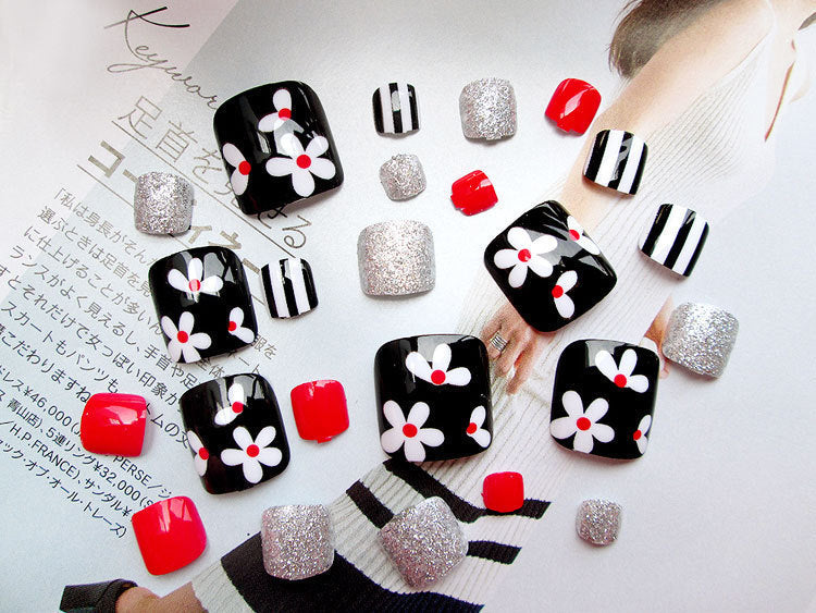 24 Pcs Professional Artificial Acrylic Toe Nails – Full Cover Press-On Toe Nail Patches