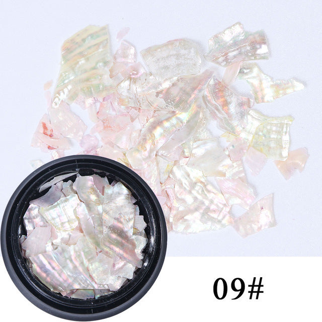 Nail Shell Ornaments – Iridescent Crushed Shell Flakes for DIY Acrylic & Gel Nail Art