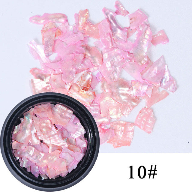 Nail Shell Ornaments – Iridescent Crushed Shell Flakes for DIY Acrylic & Gel Nail Art